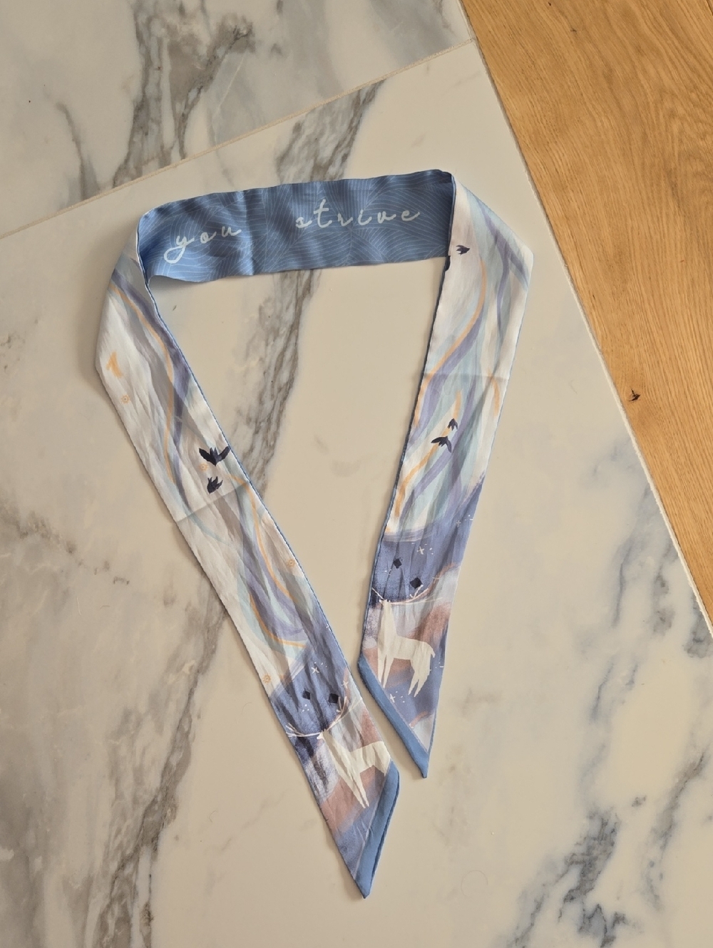 Blue Multicolor Silk Like Scarf Tie - Women Accessories, GUC, Unbranded